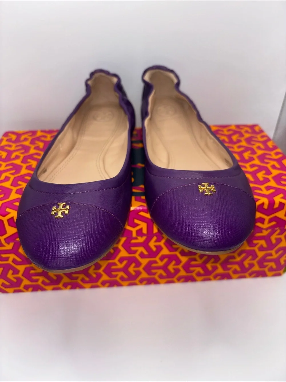 Tory Burch Violetta Leather Logo Ballet Flats